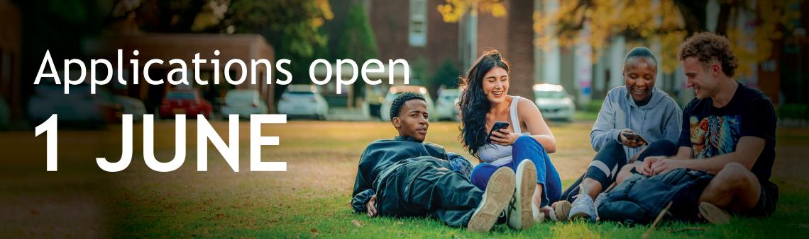 NWU applications open 1 June; students on the grass