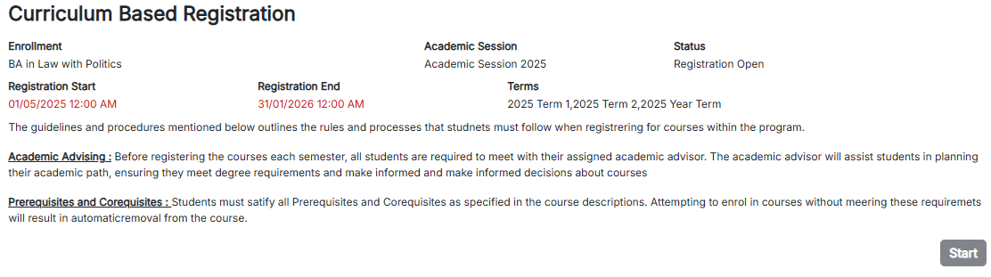 registration process