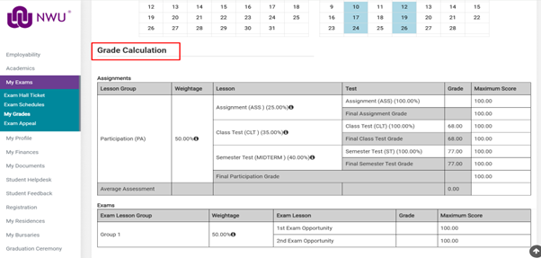 Grade calculation on SIS