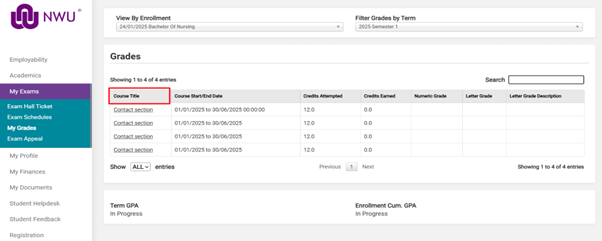 Grade calculation on SIS