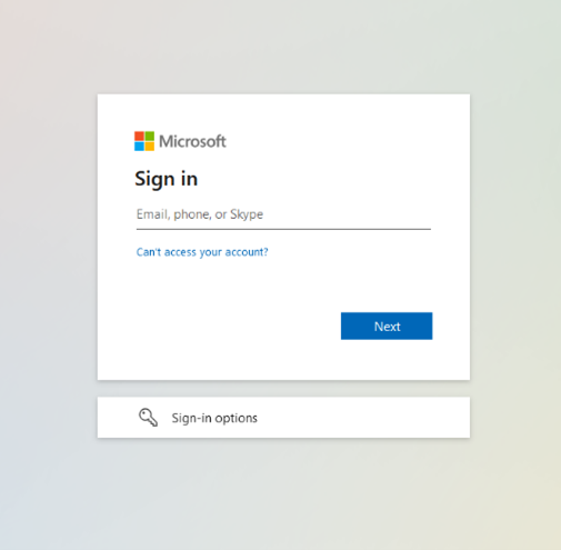 Microsoft sign-in window
