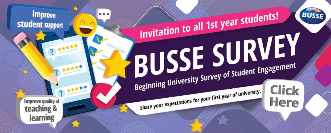 Banner advertising the BUSSE survey