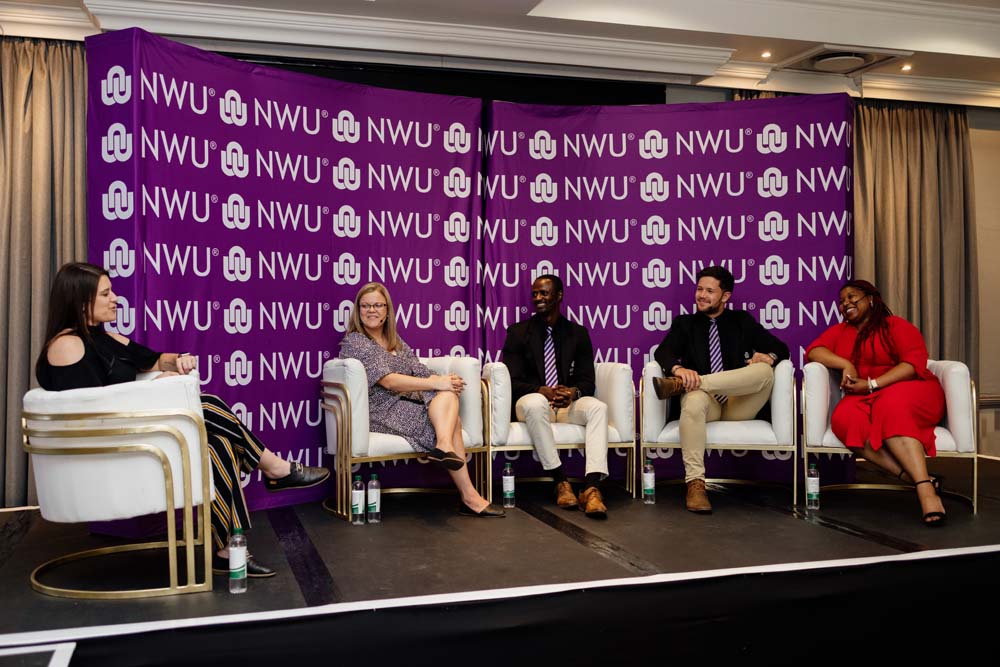 Panel Discussion (Left to Right) Ms. Charonike Nel, Prof. Leenta Grobler, Mr. Yikumba Andreas, Mr. Marius van Rooyen, Ms. Siphesihle (Leo) Simelane